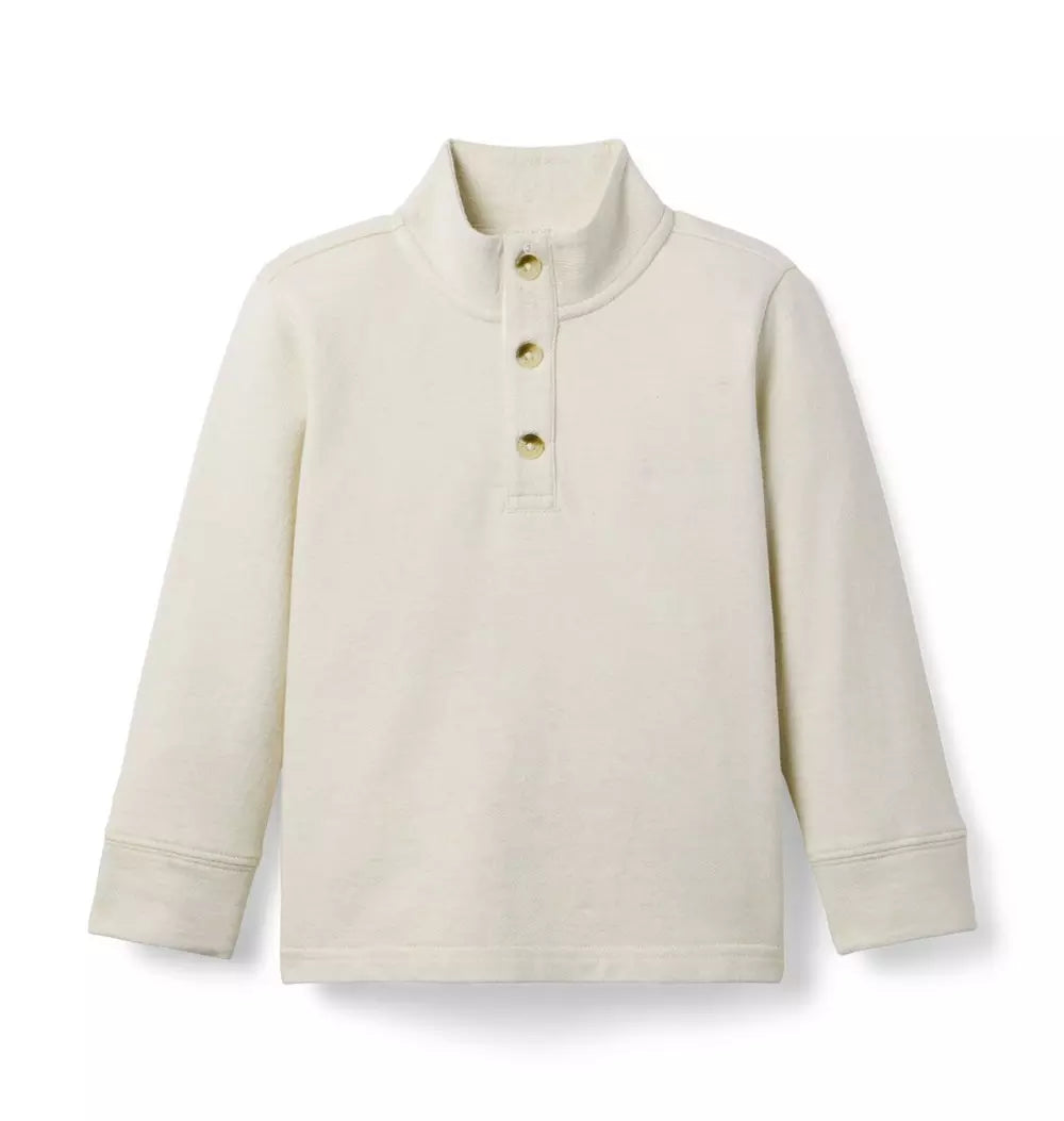 Herringbone Button Mock Shirt