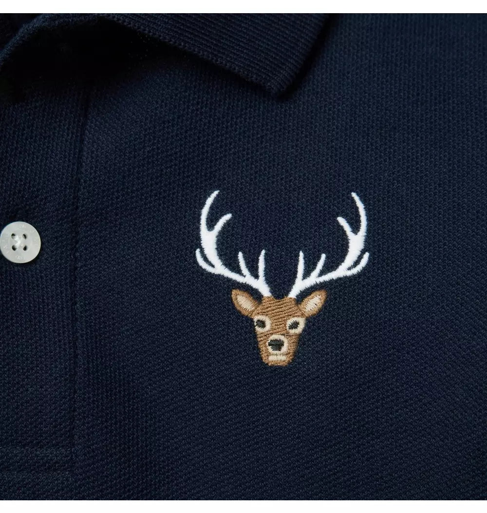 Deer Embroidered Pique Polo