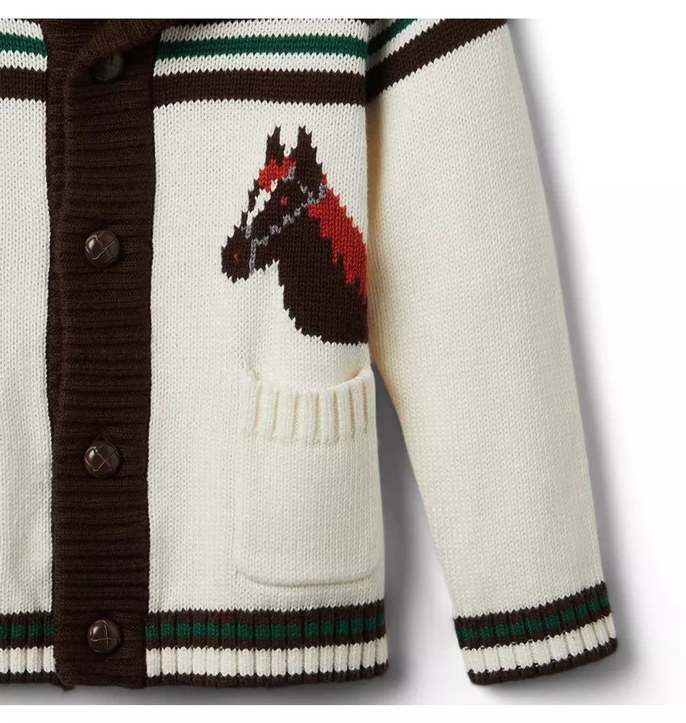 Horse Shawl Collar Cardigan