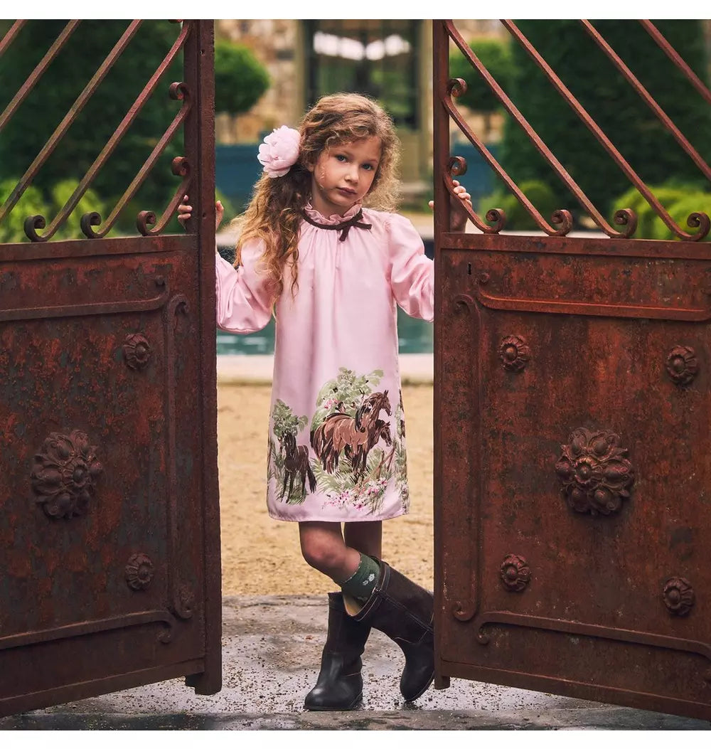 Pink Horse Border Dress