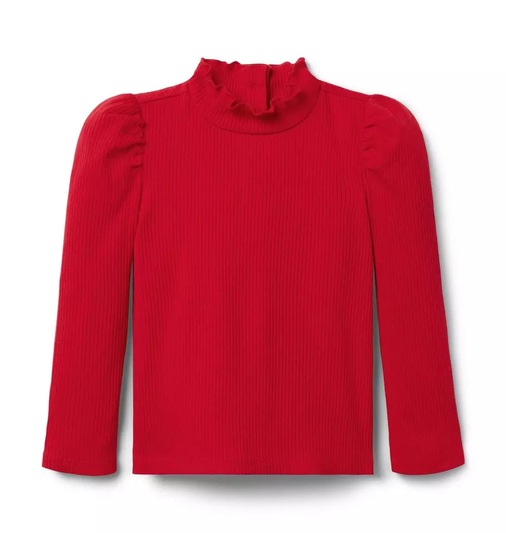 Red Ribbed Turtleneck