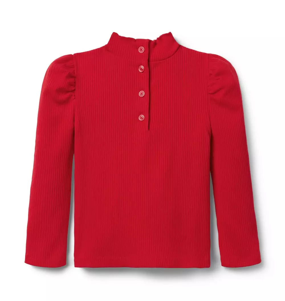 Red Ribbed Turtleneck