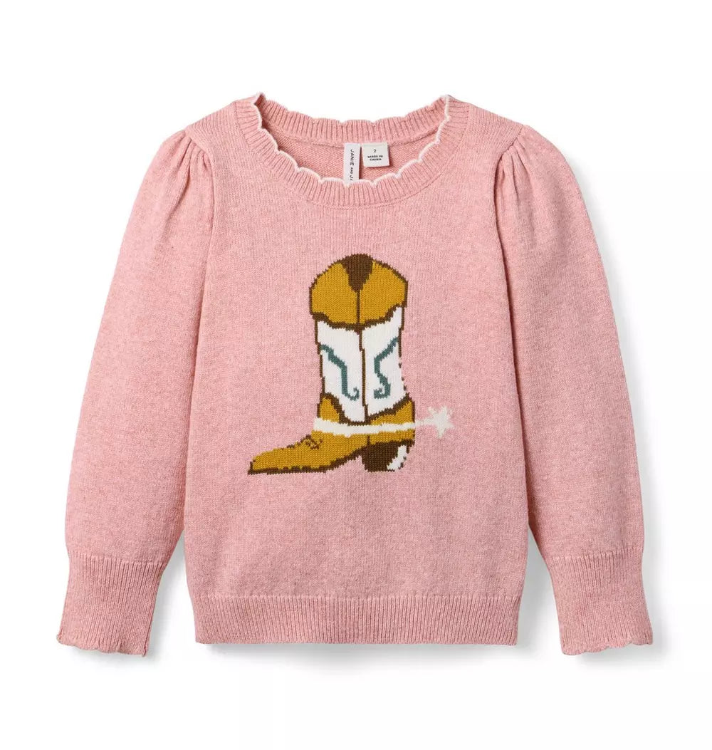 Pink Cowboy Boot Sweater