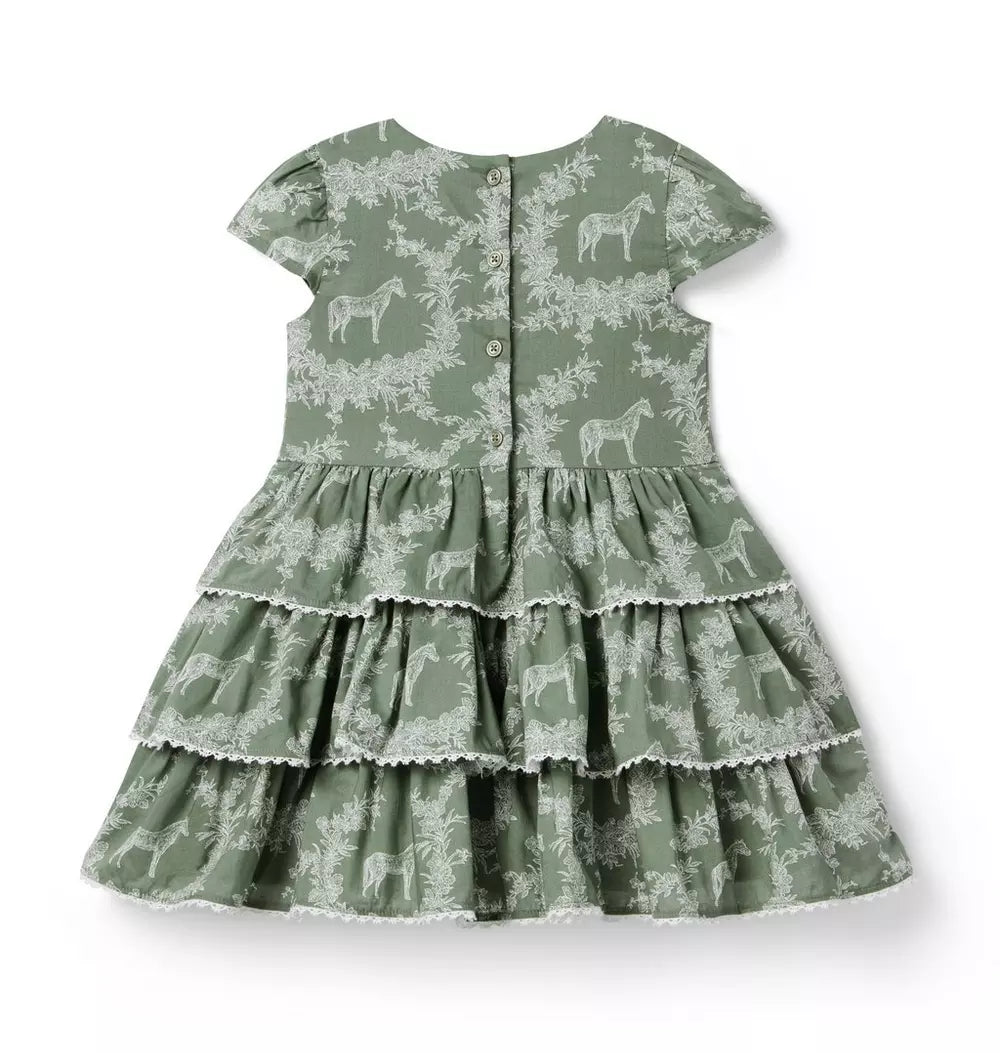 Green Toile Horse Dress