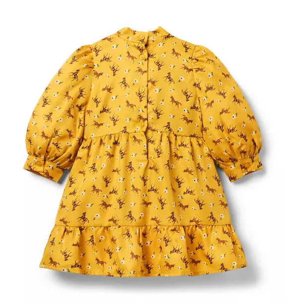 Yellow Twill Horse Print Dress