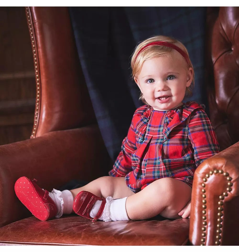 Red Plaid Ruffle Collar Set