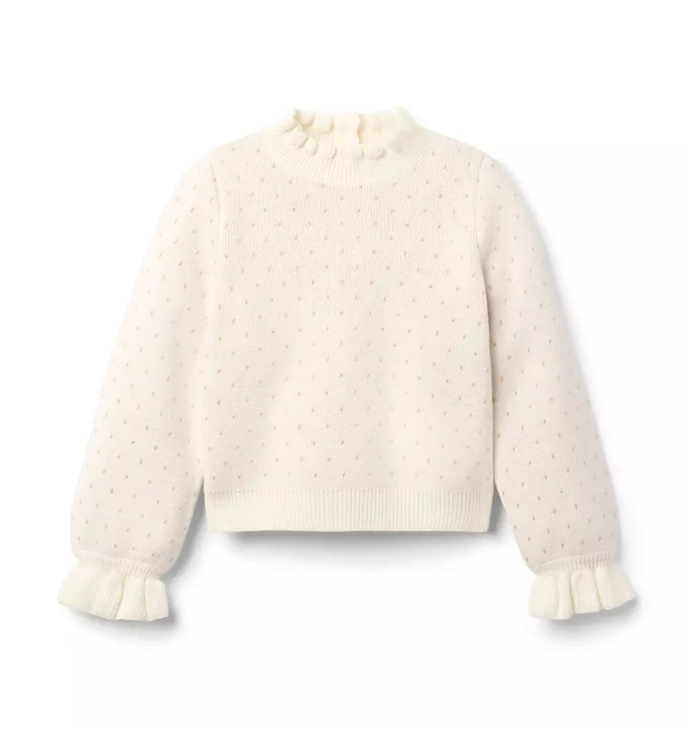 Gold Dot Ruffle Neck Sweater
