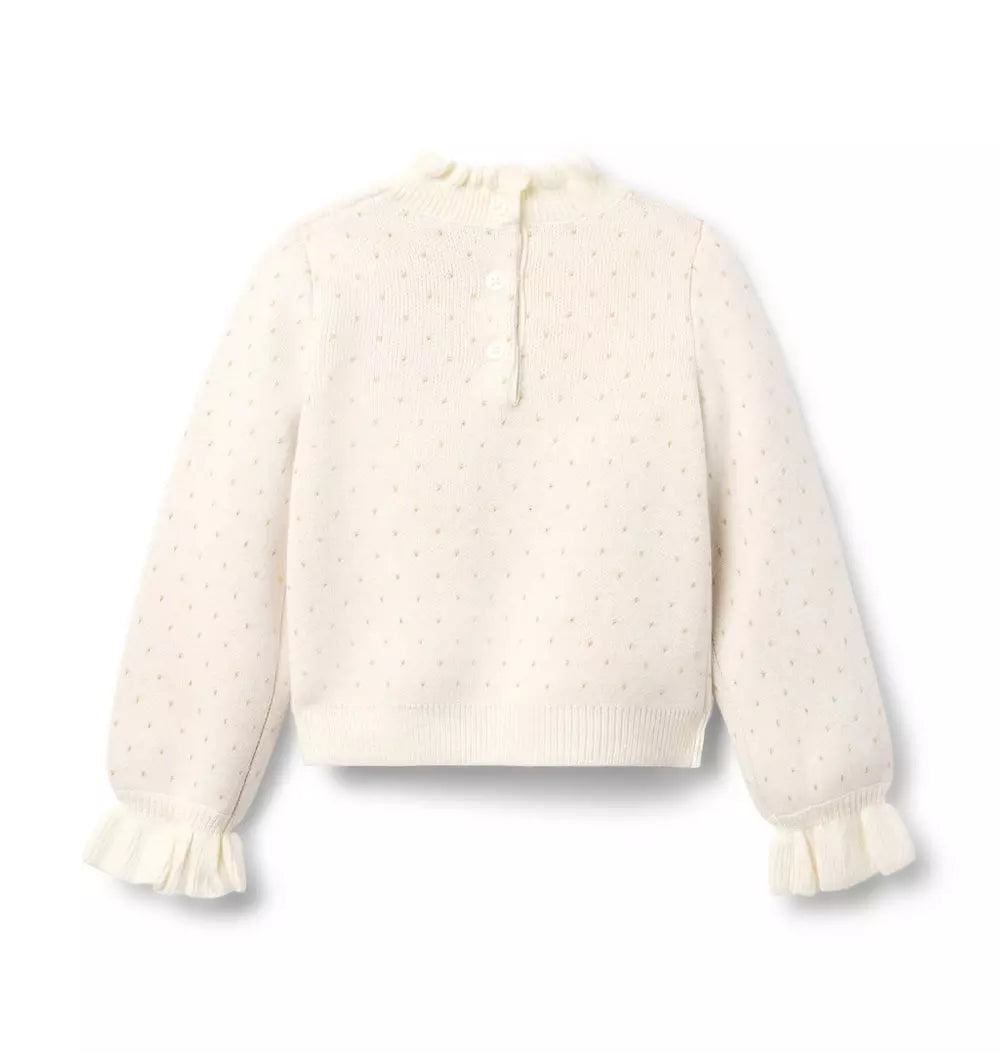 Gold Dot Ruffle Neck Sweater