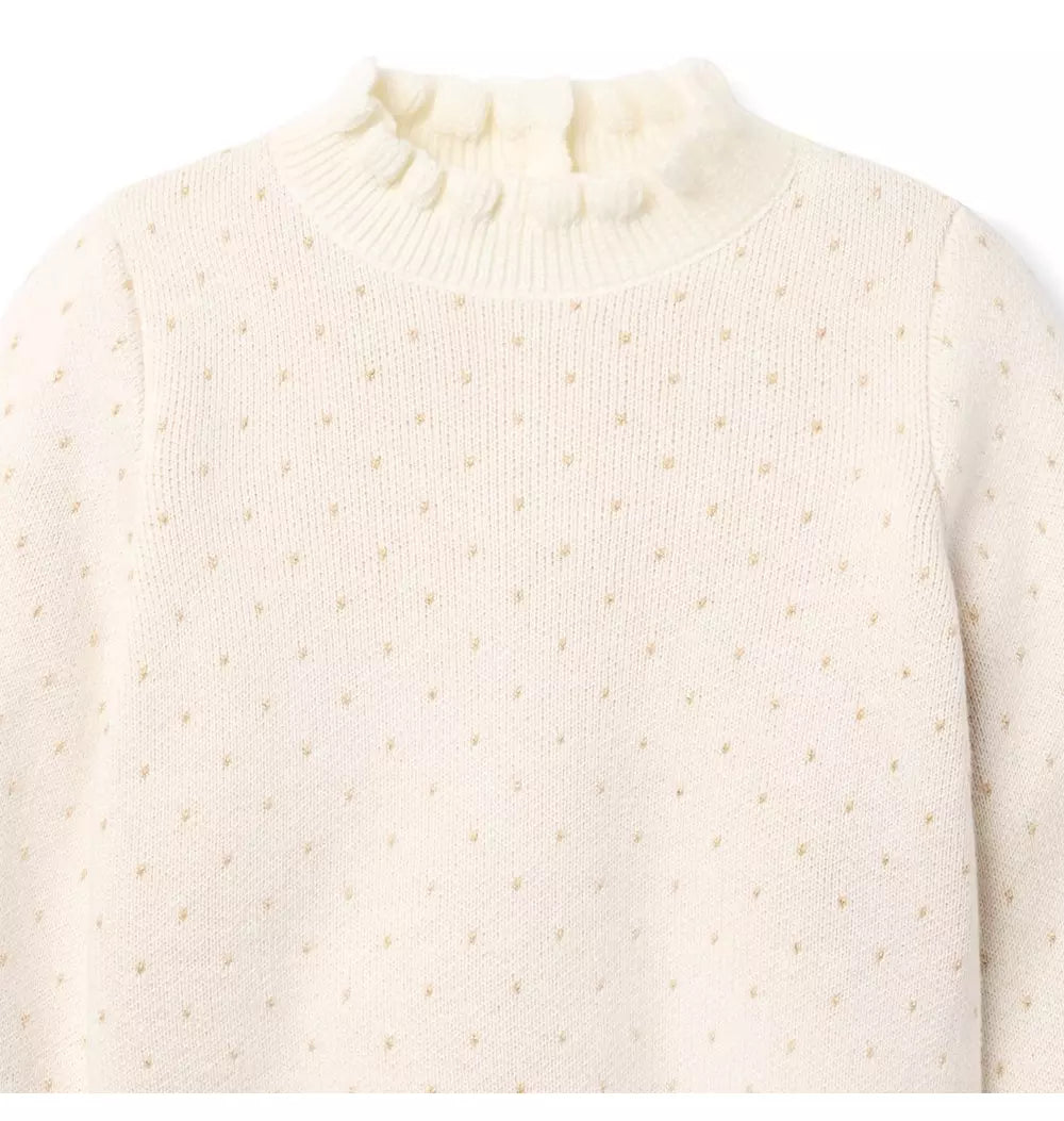 Gold Dot Ruffle Neck Sweater