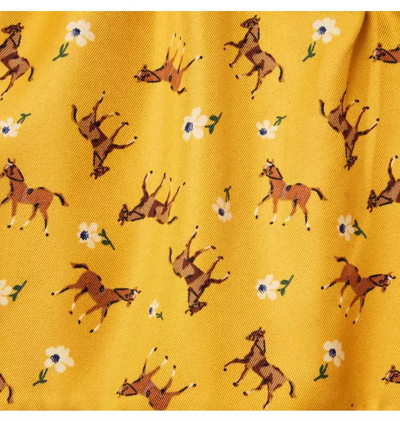 Yellow Twill Horse Print Dress