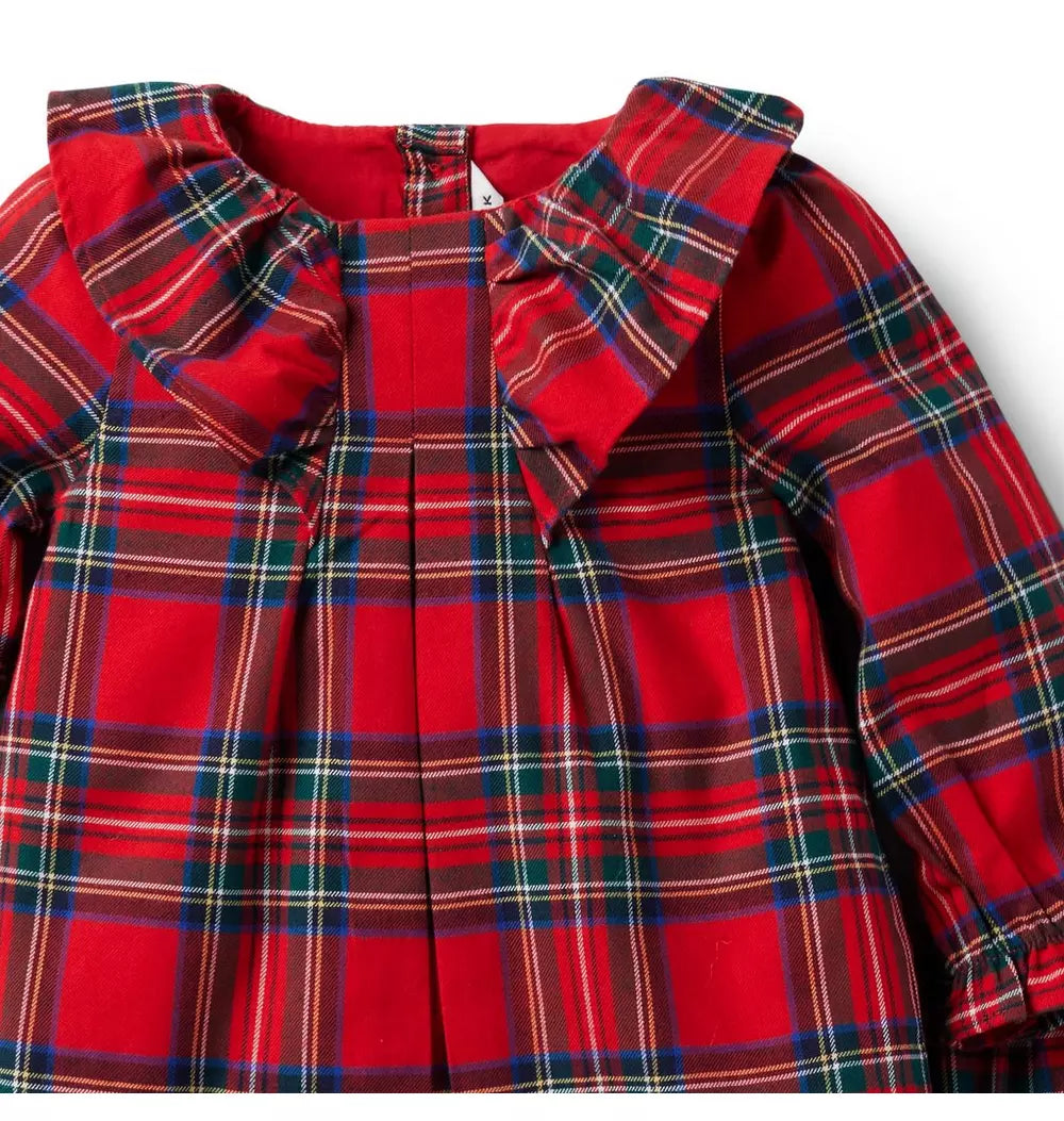 Red Plaid Ruffle Collar Set