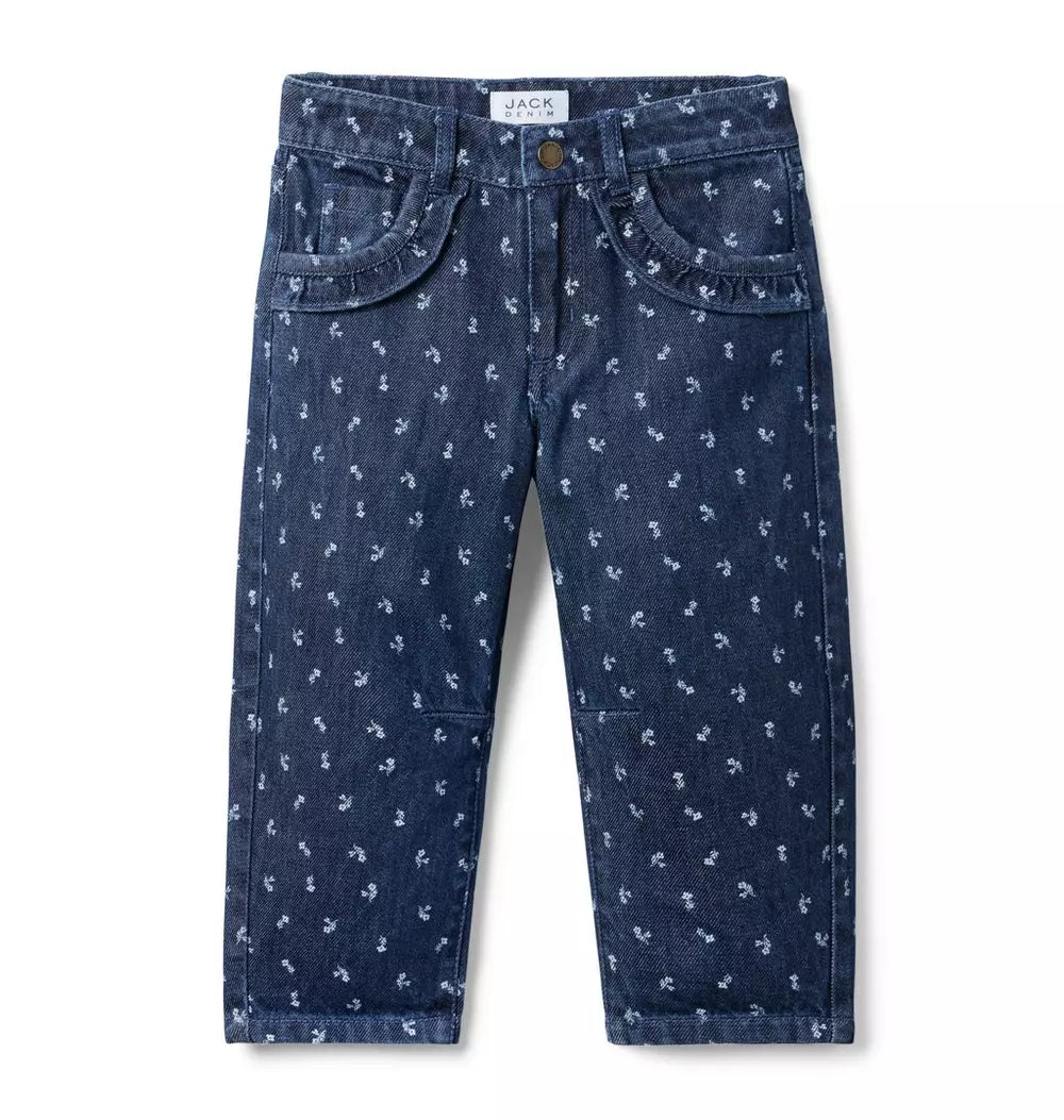 Denim Print Barrel Leg Pant