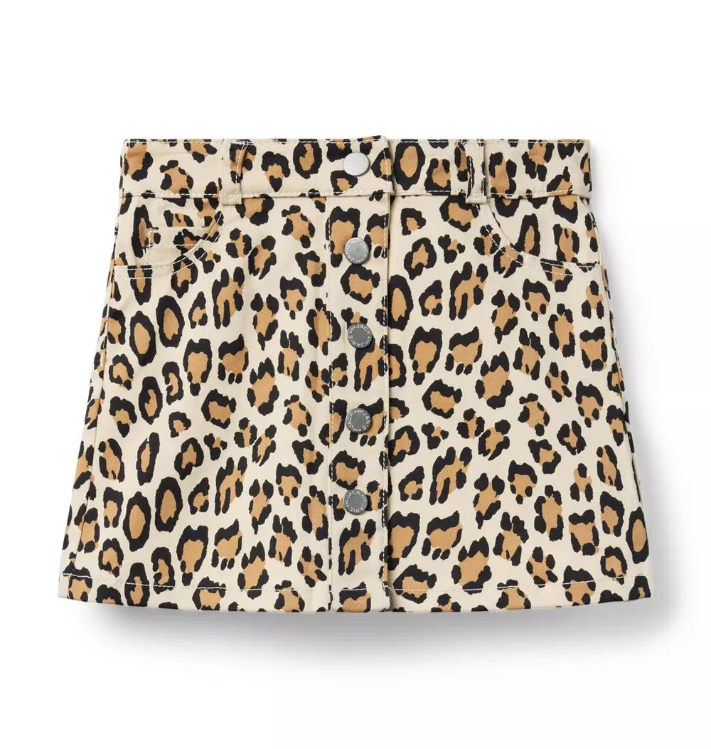 Animal Print Button Front Skirt