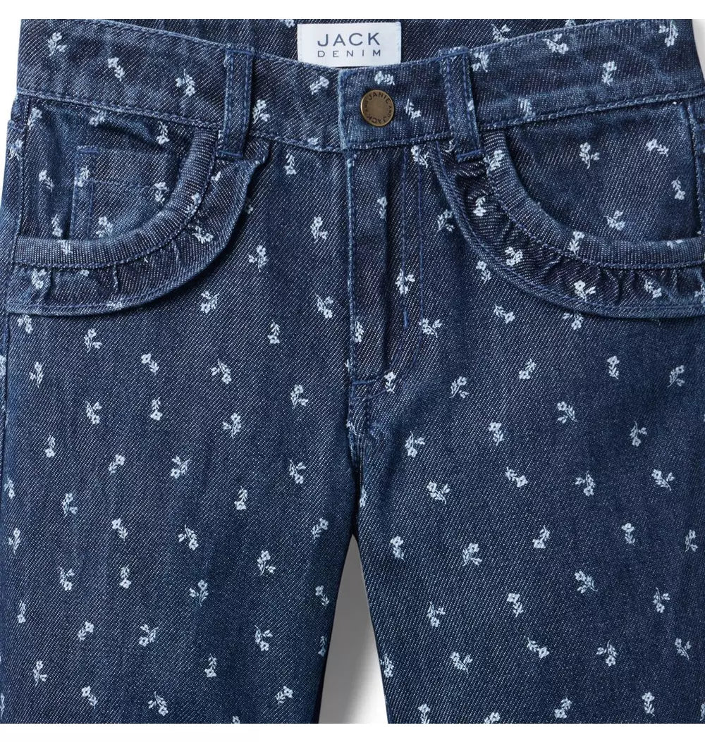 Denim Print Barrel Leg Pant
