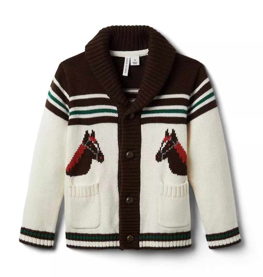 Horse Shawl Collar Cardigan