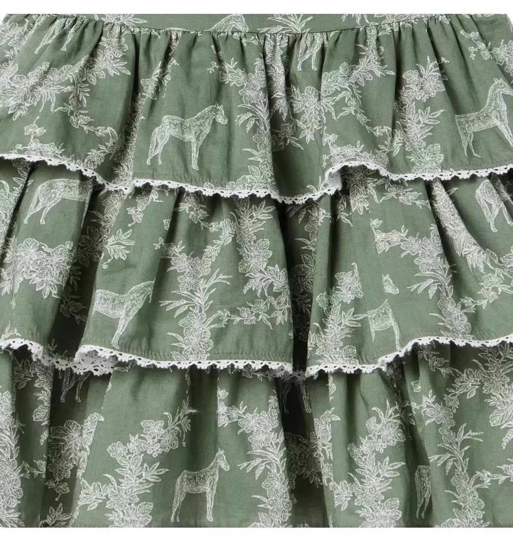 Green Toile Horse Dress
