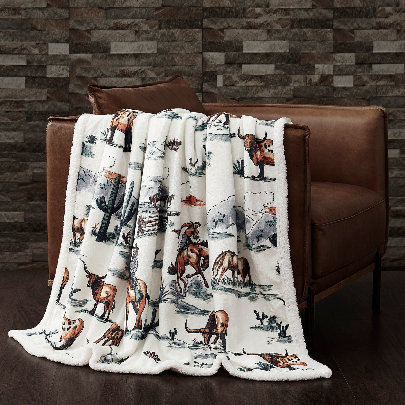 Ranch Life Toile Sherpa Throw