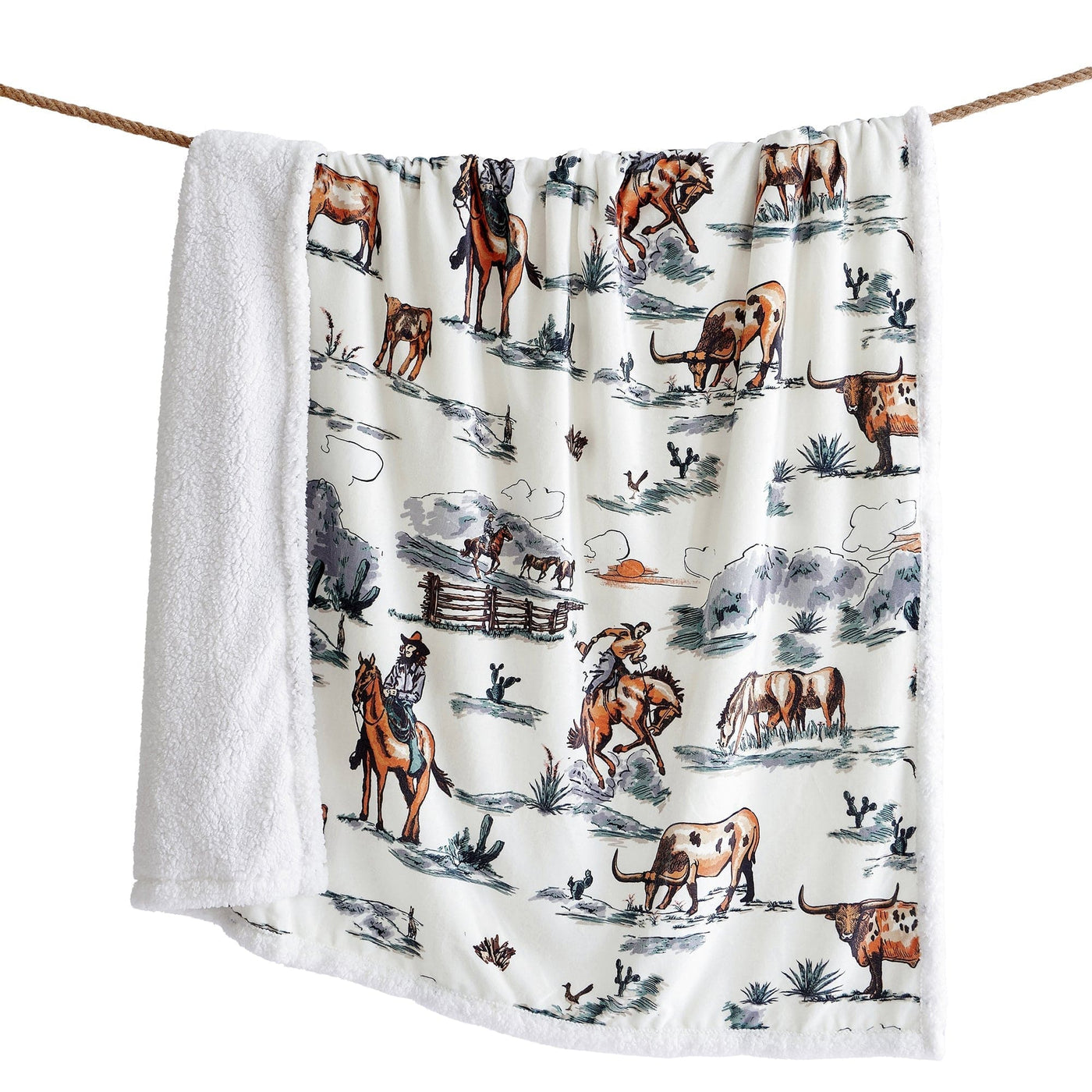 Ranch Life Toile Sherpa Throw