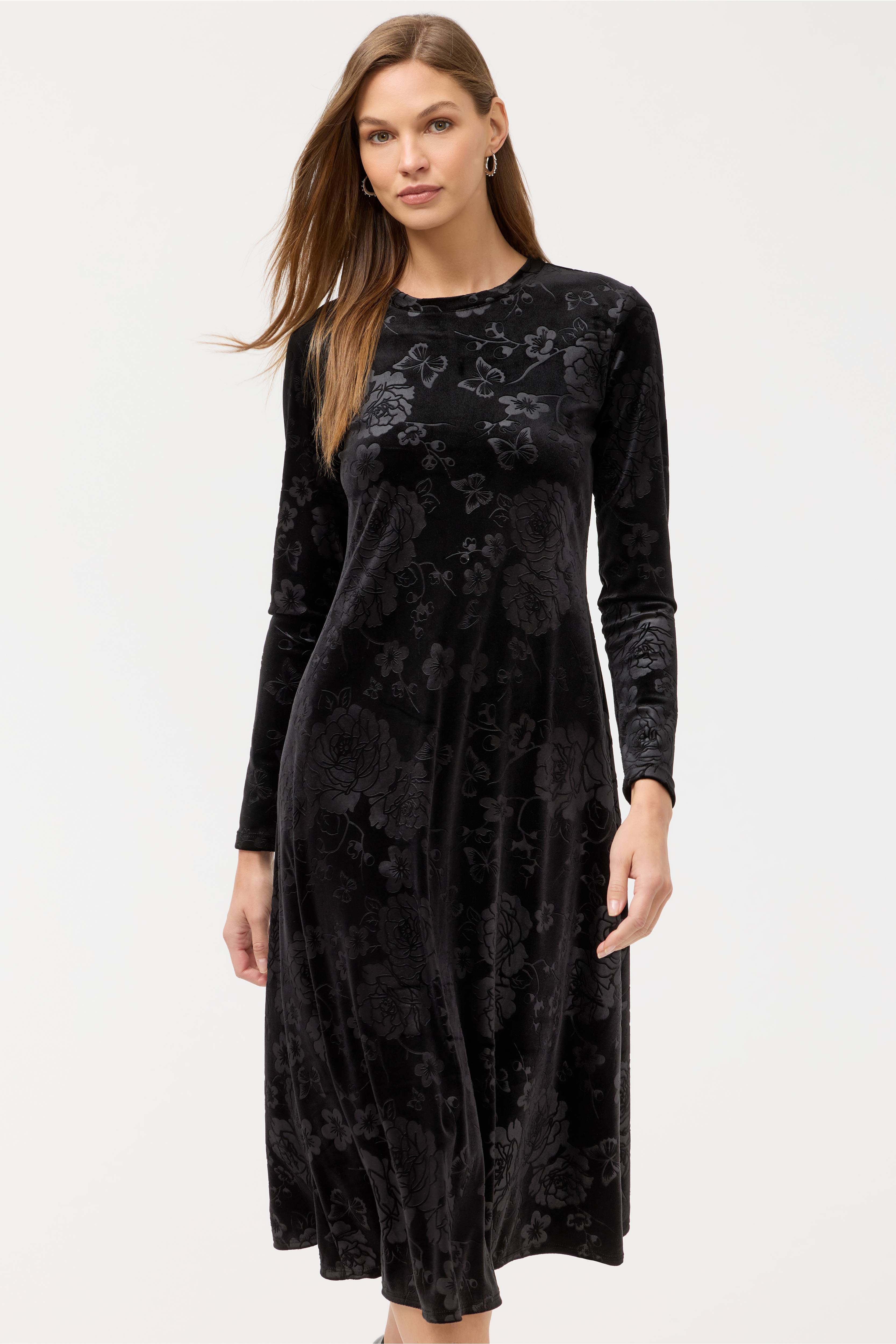 Embossed Stretch Velvet Dress