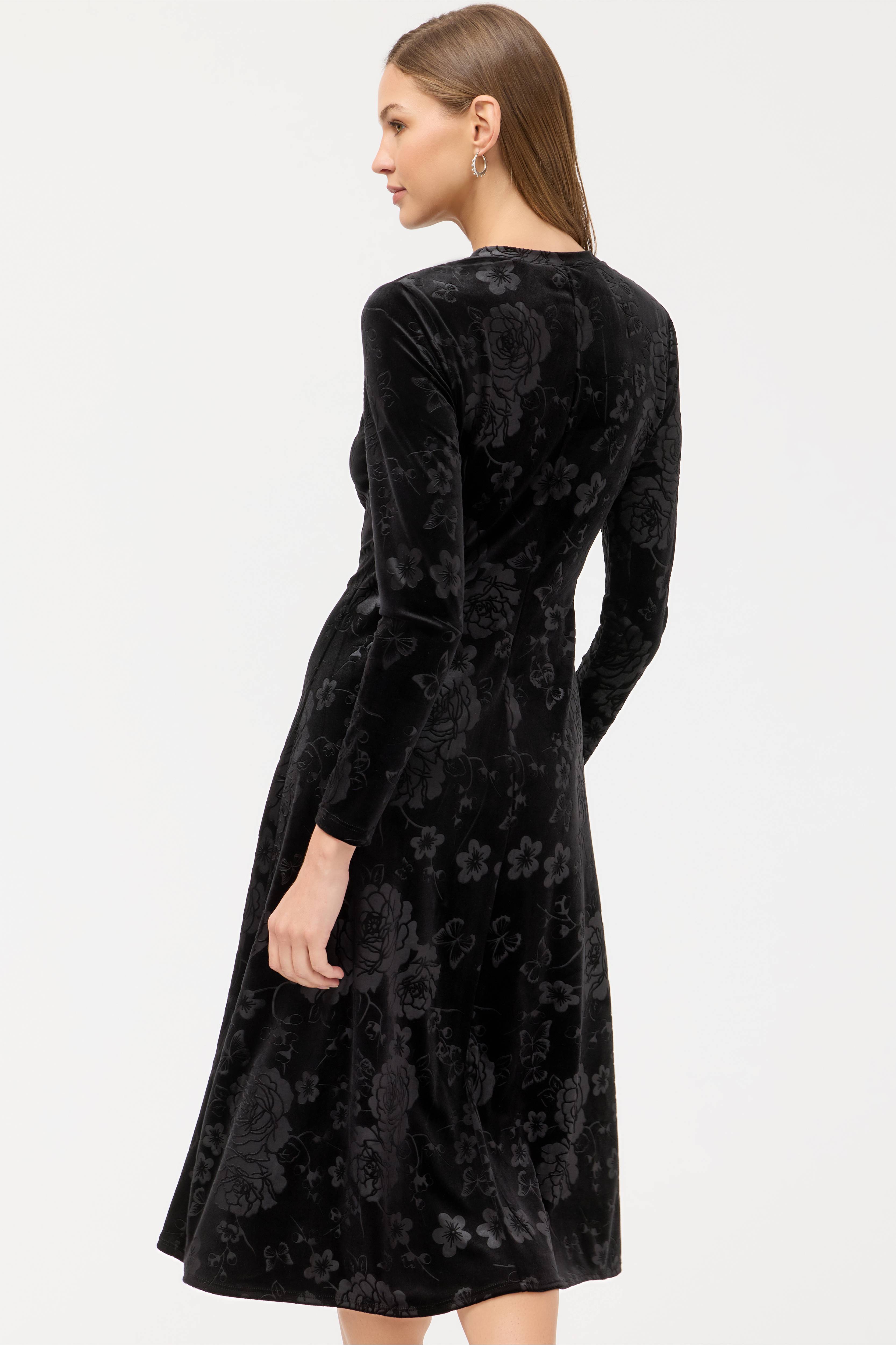 Embossed Stretch Velvet Dress
