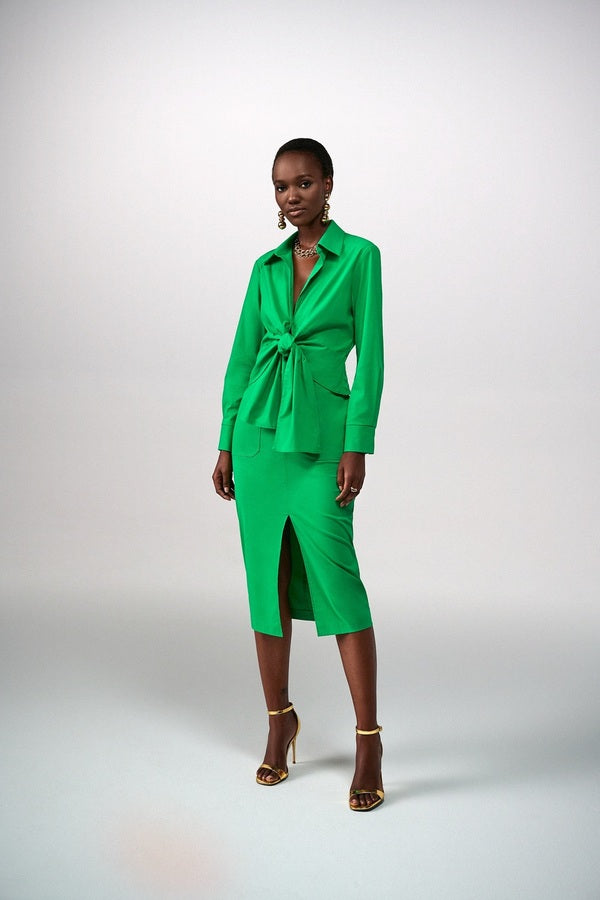 Green Front Slit Skirt