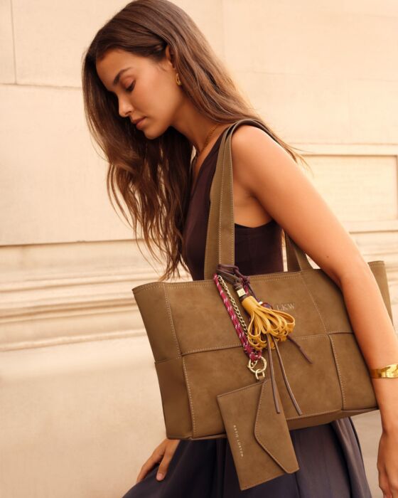 Taya Woven Suedette Tote Bag