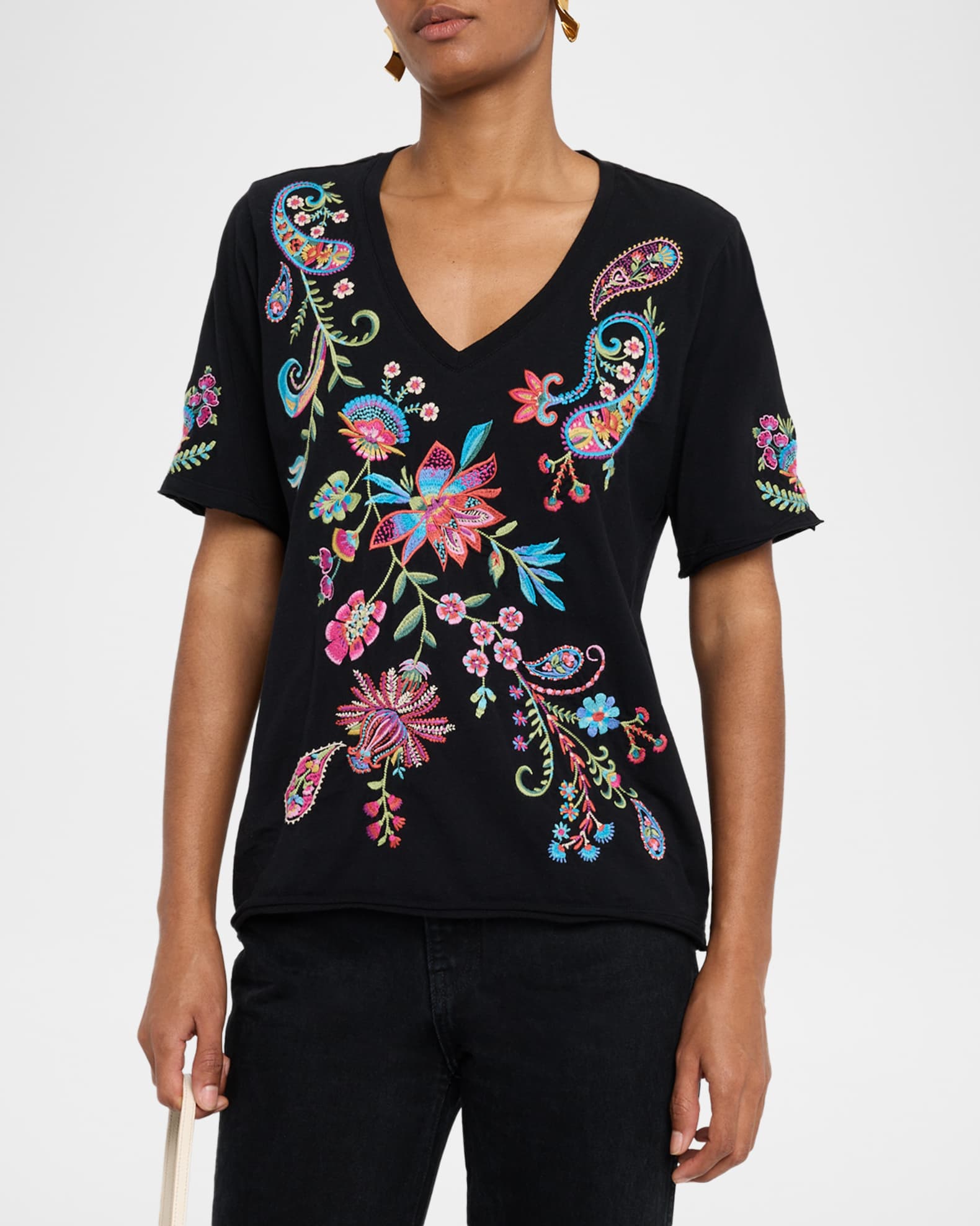 Karime Raw Hem V-Neck Tee