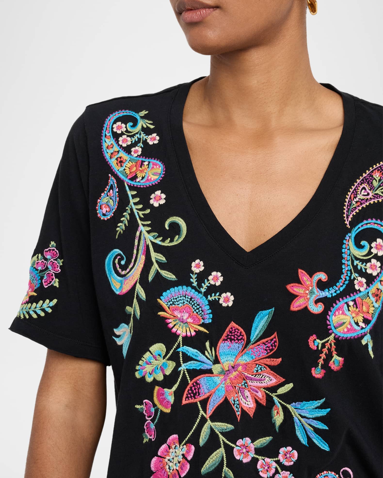 Karime Raw Hem V-Neck Tee