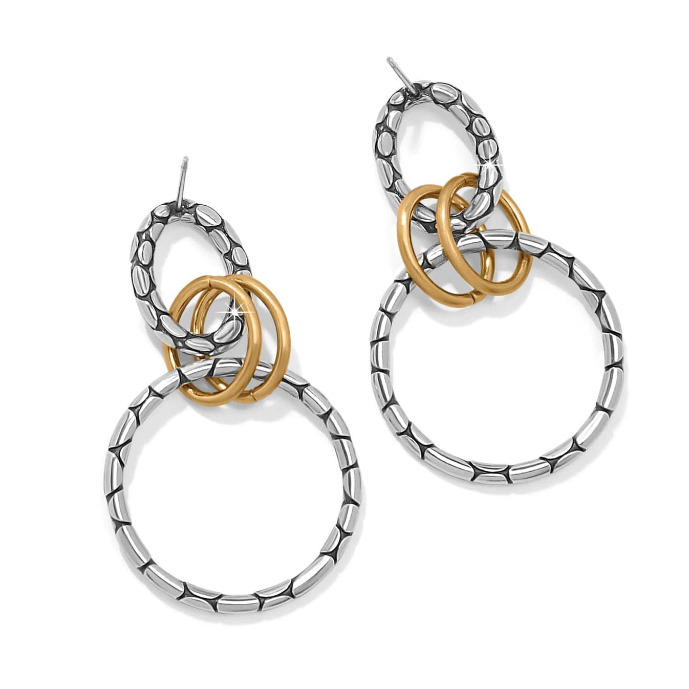 Pebble Link Two Tone Earring