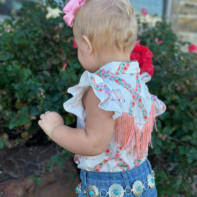 Floral Boot Pearl Snap Onesie