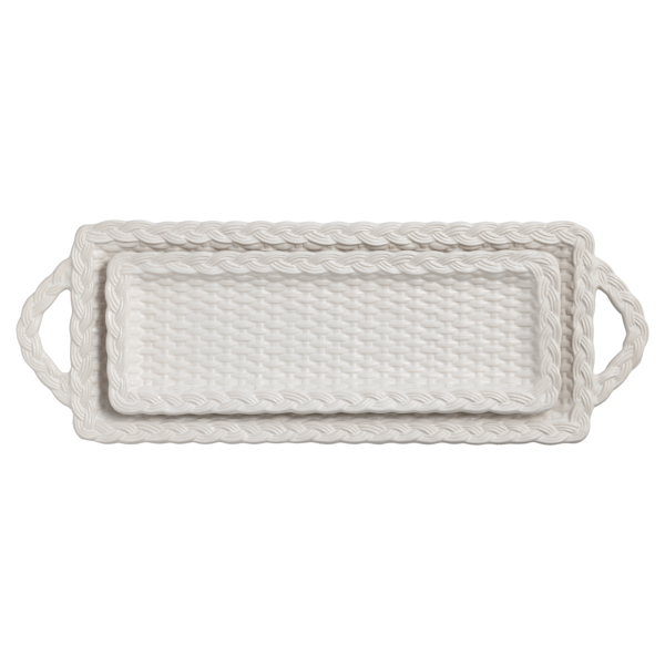 Woven Stoneware Tray Set