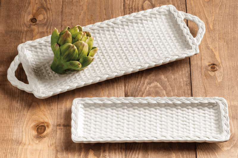 Woven Stoneware Tray Set