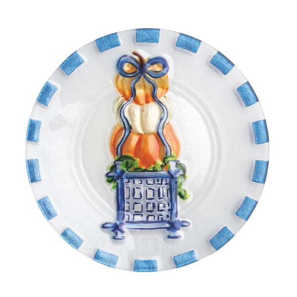 Pumpkin Topiary Glass Plate