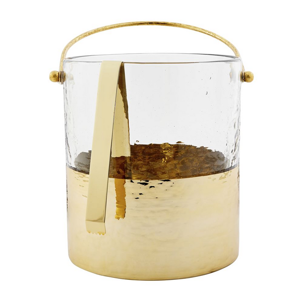 Glass Ice Bucket With Gold Rin