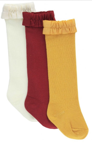 Ivory Cranberry Yellow Socks