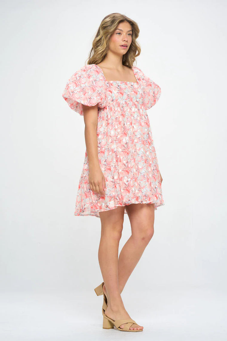Puff Sleeve Babydoll Mini Dress