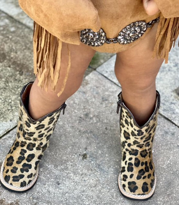 Infant Leopard Hair Zipper Boots