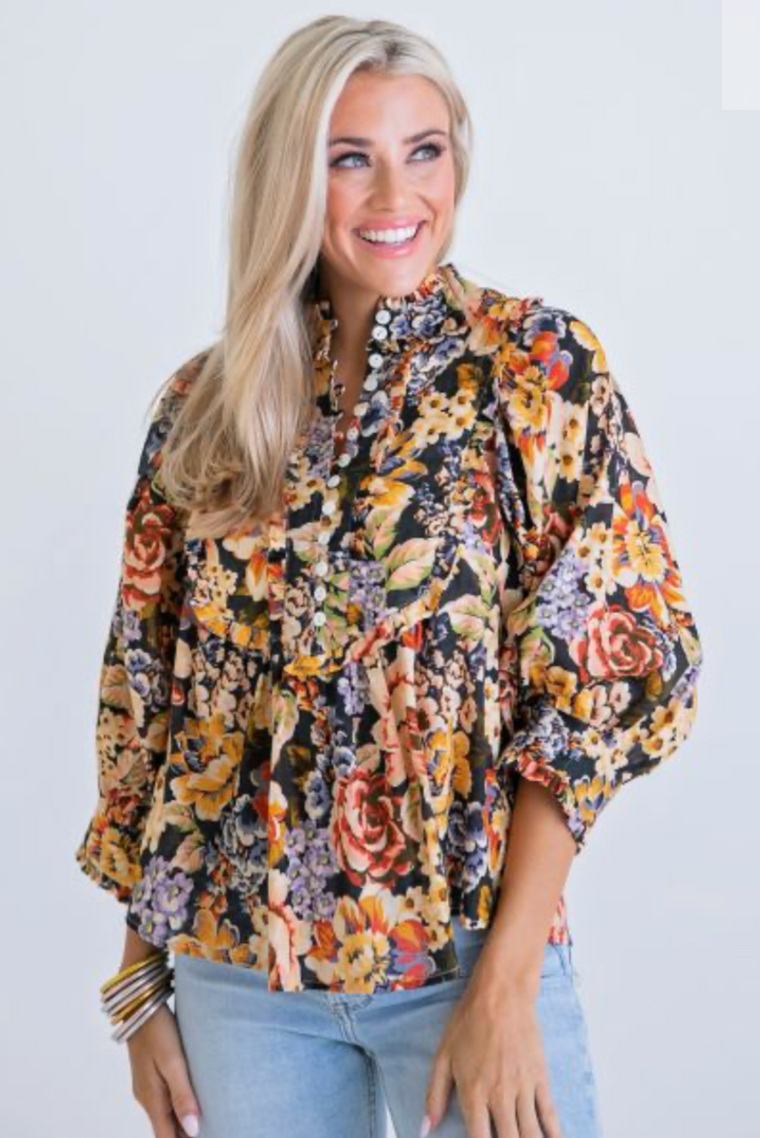 Floral Boho Puff Sleeve Top